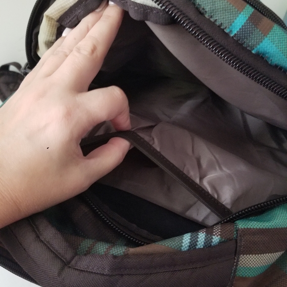 *SOLD* ADIDAS backpack plaid brown green - Picture 4 of 4